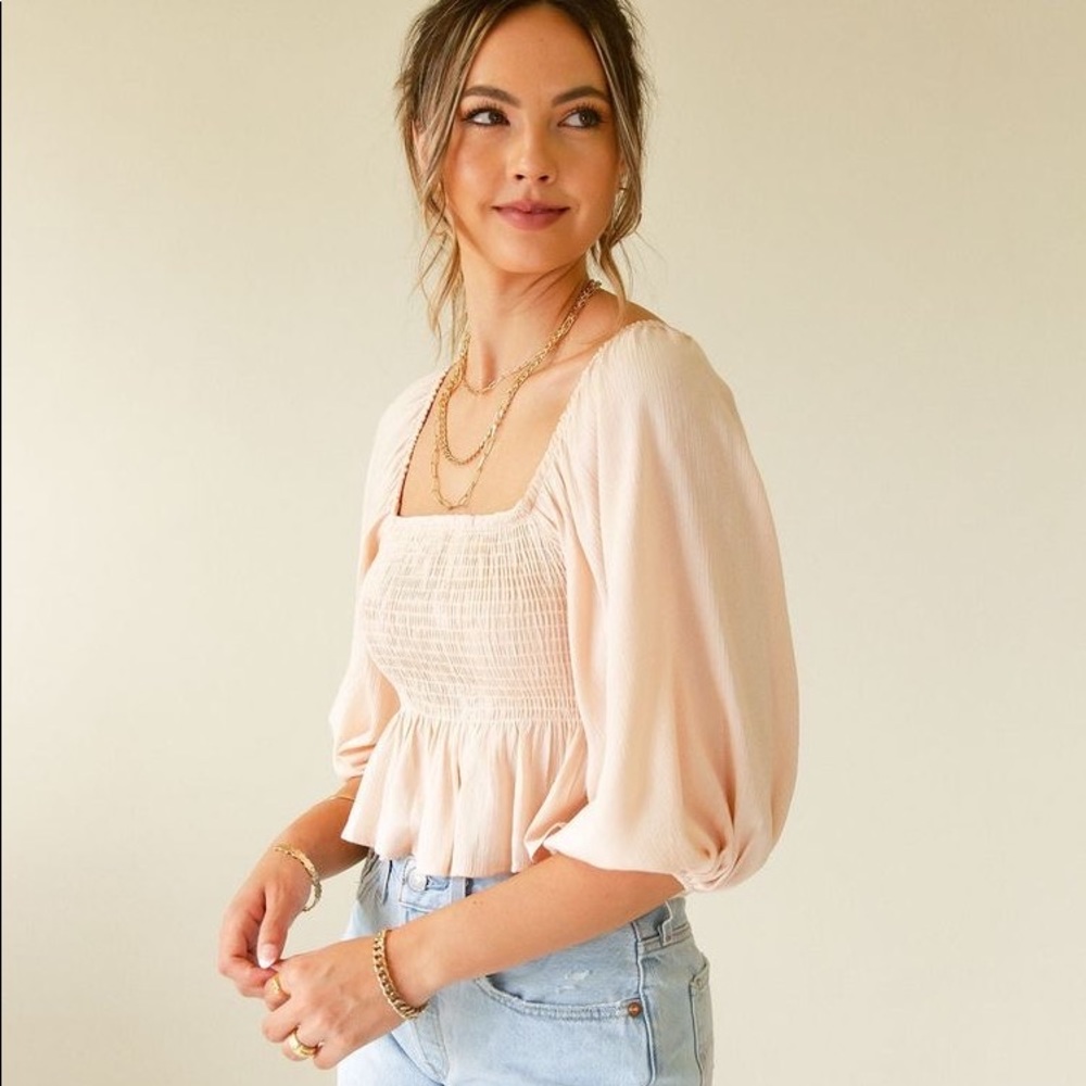 American eagle puff sleeve square neck top